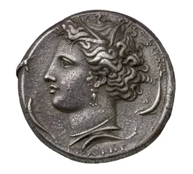 Ancienne monnaie grecque en argent de Syracuse, 404-390 av. J.-C.